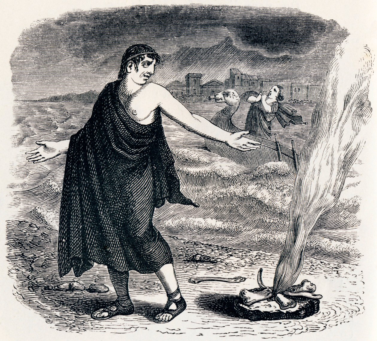 Jupiter and the Passenger - Fables by La Fontaine by Grandville