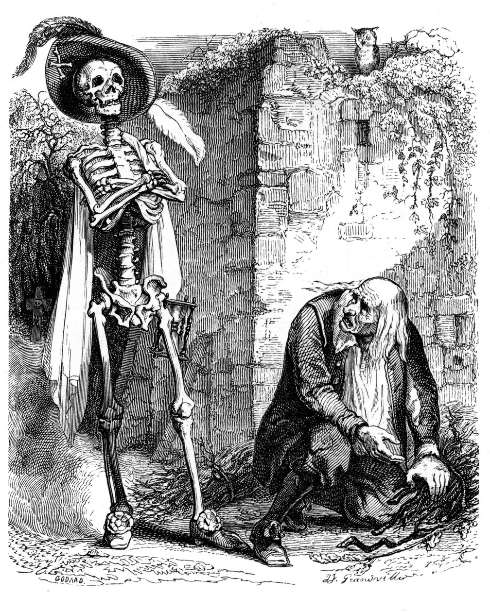La Mort et le Bucheron: Fable de La Fontaine Illustrated by Grandville by Grandville (1803 47)