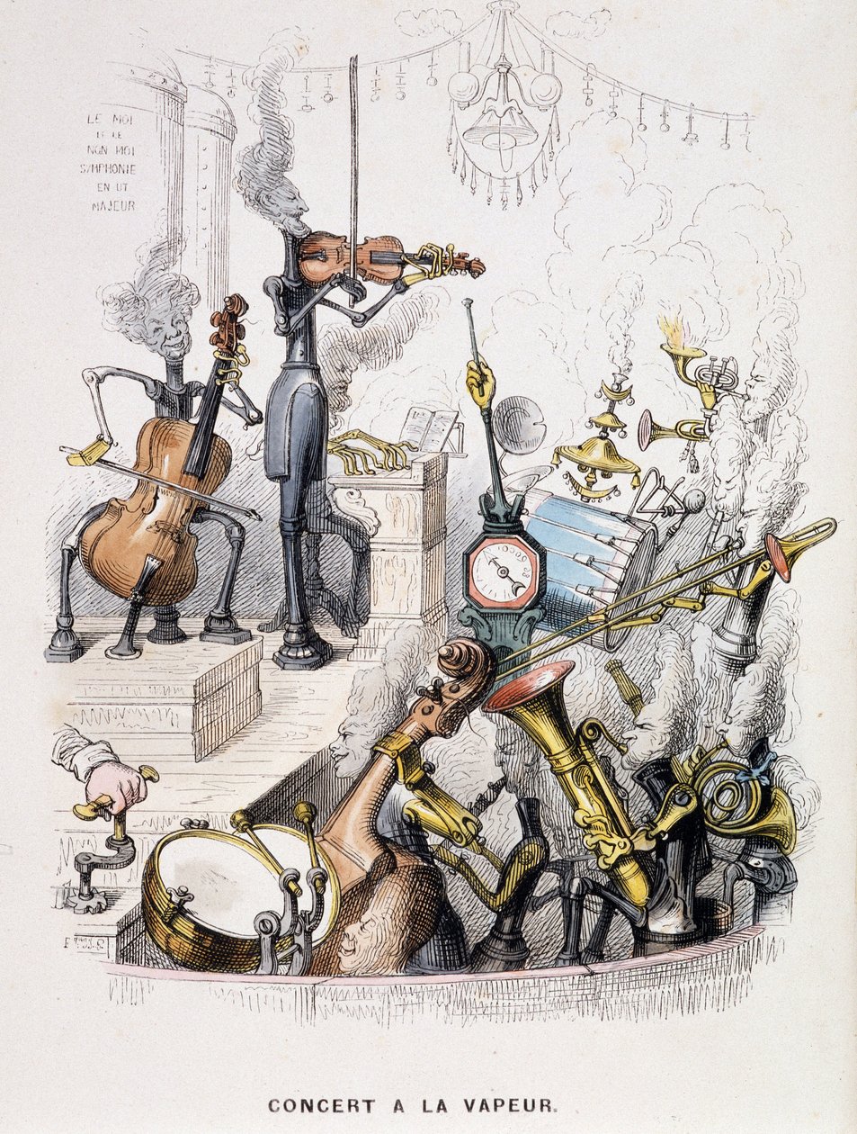 Musicians transformed into machines and giving a “Concert à la steam” - in “Un autre monde” by Grandville, late 19th century. by Grandville