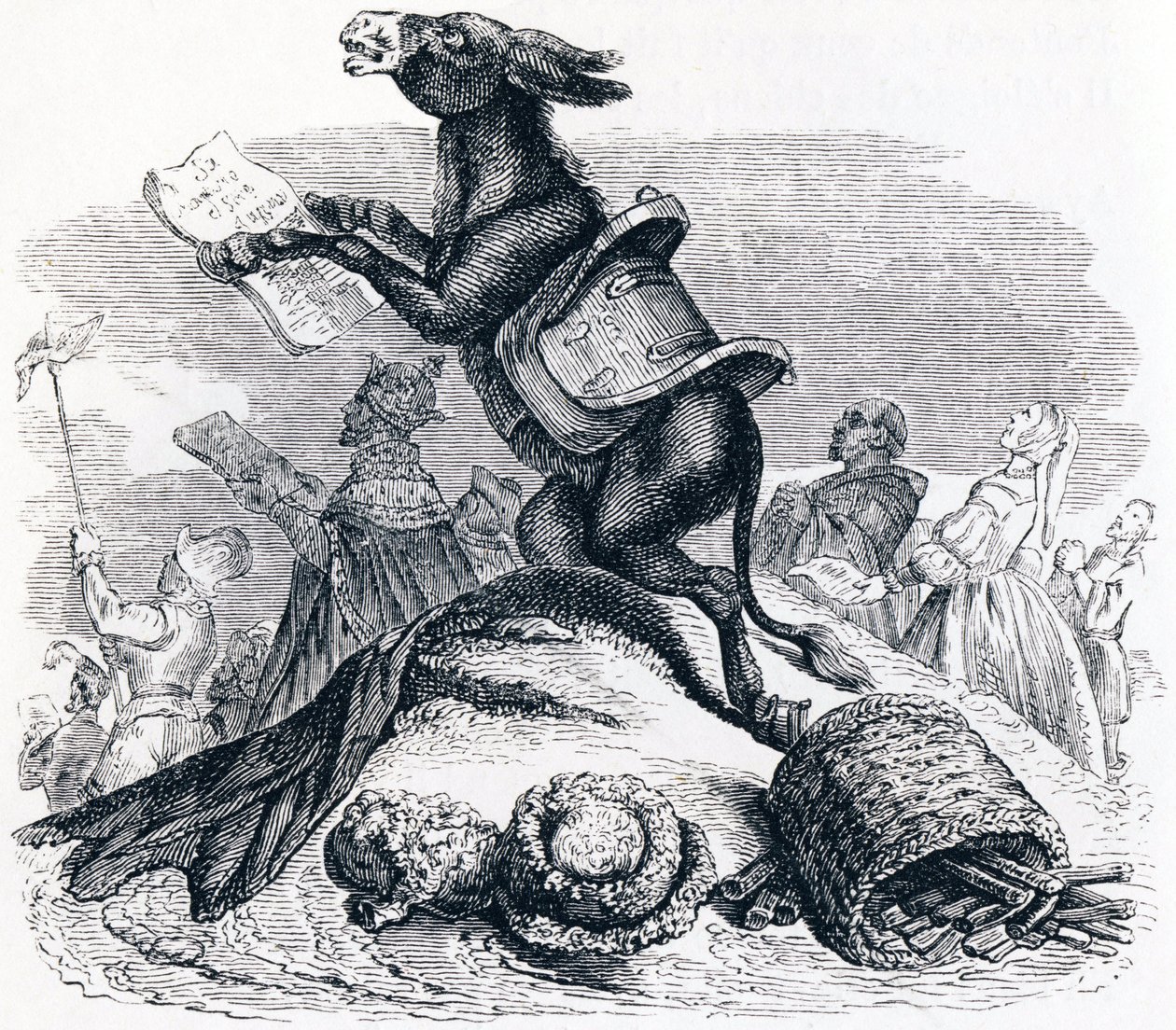 The Donkey and His Masters - Fables by La Fontaine by Grandville