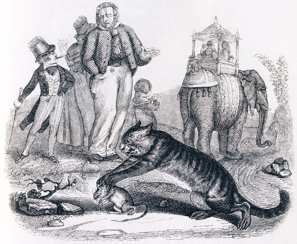 The rat and the elephant - Fables by La Fontaine by Grandville