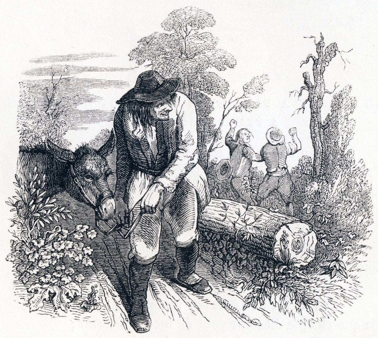 The Theft and the Donkey - Fables by La Fontaine by Grandville