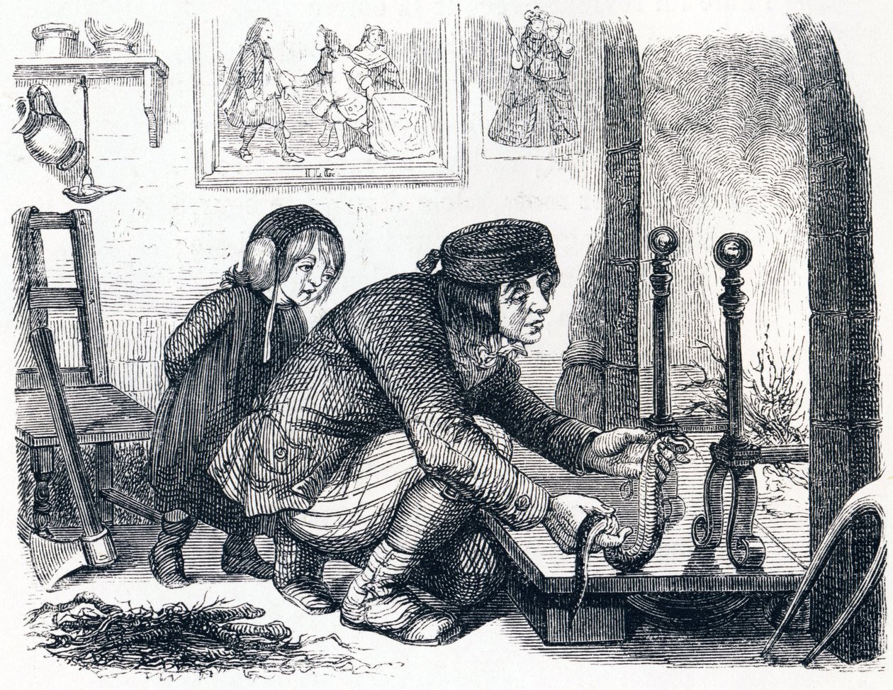 The Villager and the Snake - Fables by La Fontaine by Grandville