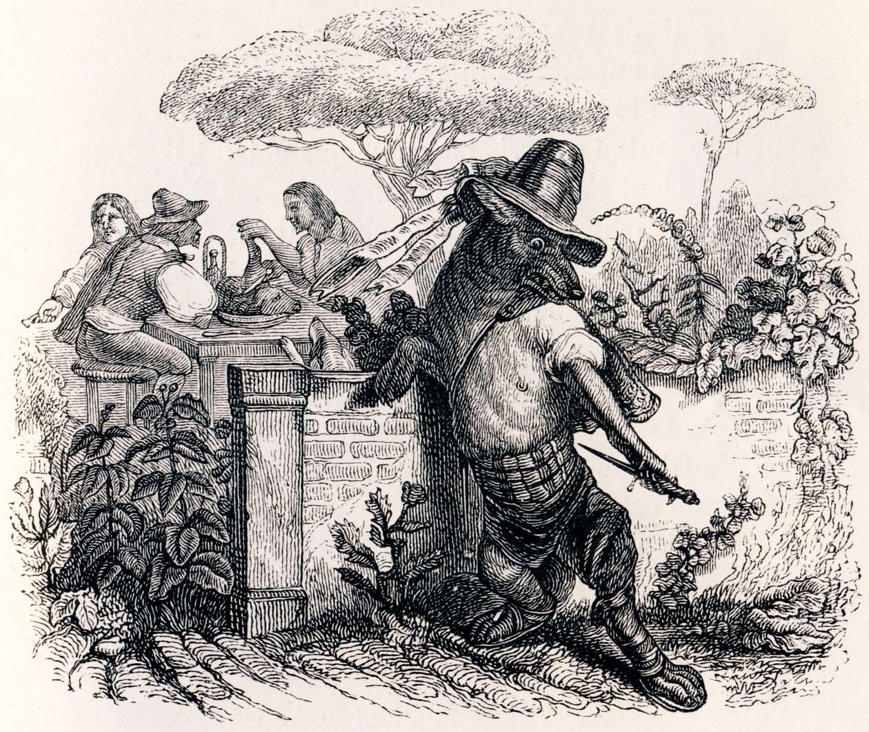 The Wolf and the Shepherds - Fables by La Fontaine by Grandville