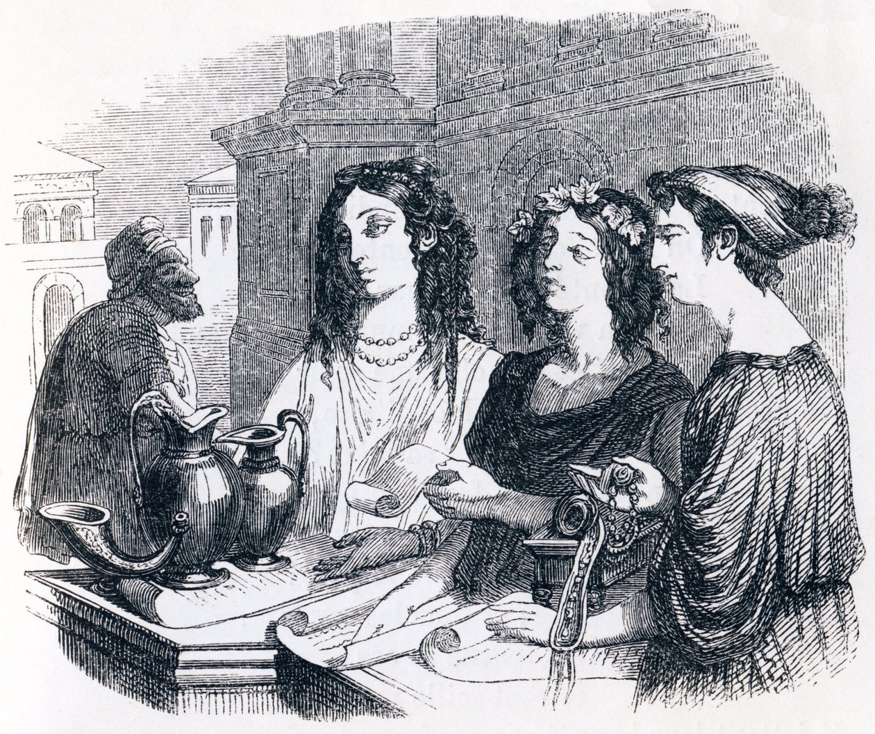 Testament Explained by Aesop - Fables by La Fontaine by Grandville