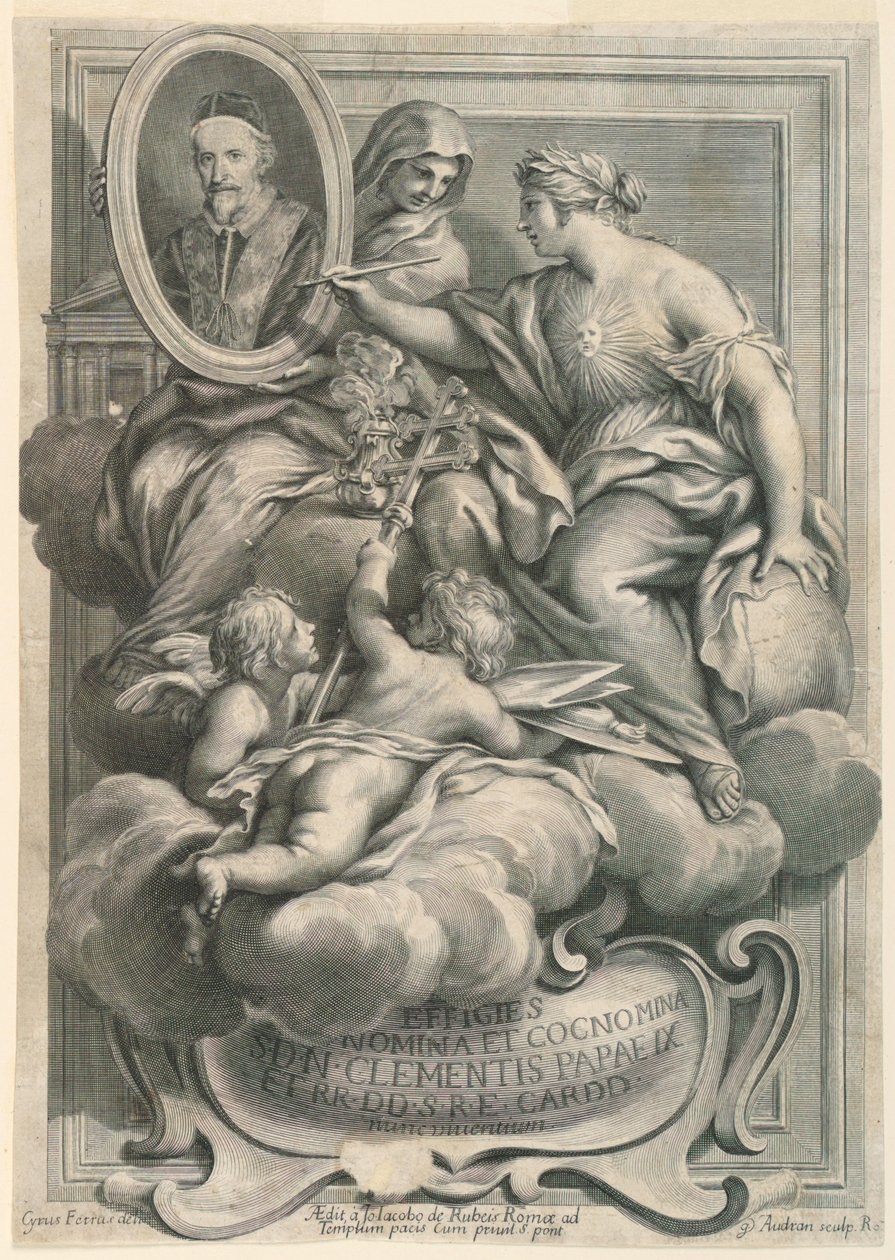 Effigies Nomina et Cocnomina Clementis Papae IX by Gérard Audran