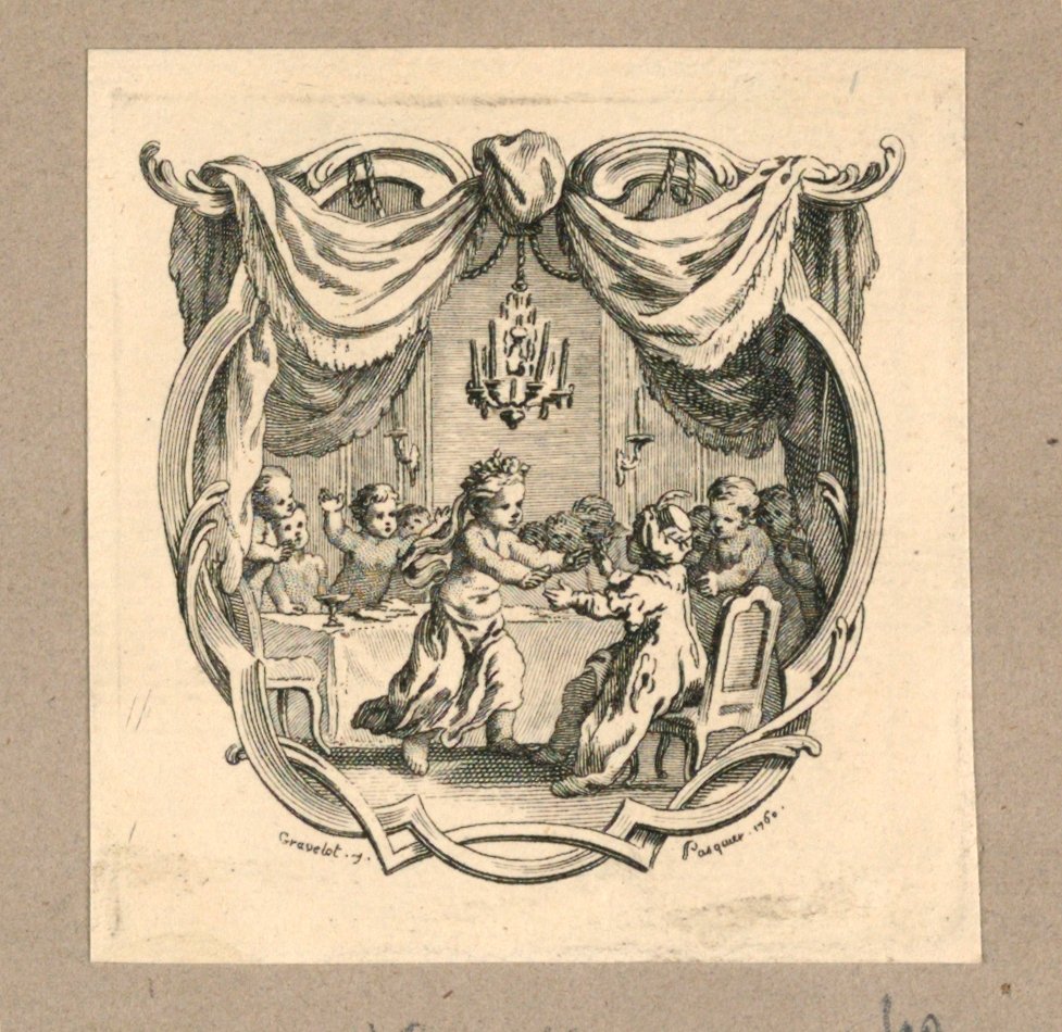 A Girl as a Bride Hurries Toward a Boy in Turkish Costume by Gravelot