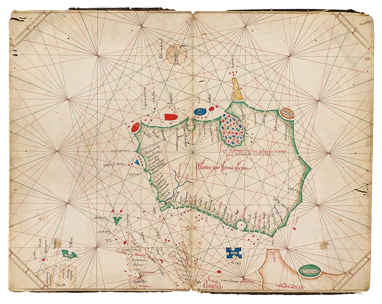 The Earliest Known Separate Map of the Island of Ireland, Portolan Atlas by Grazioso Benincasa