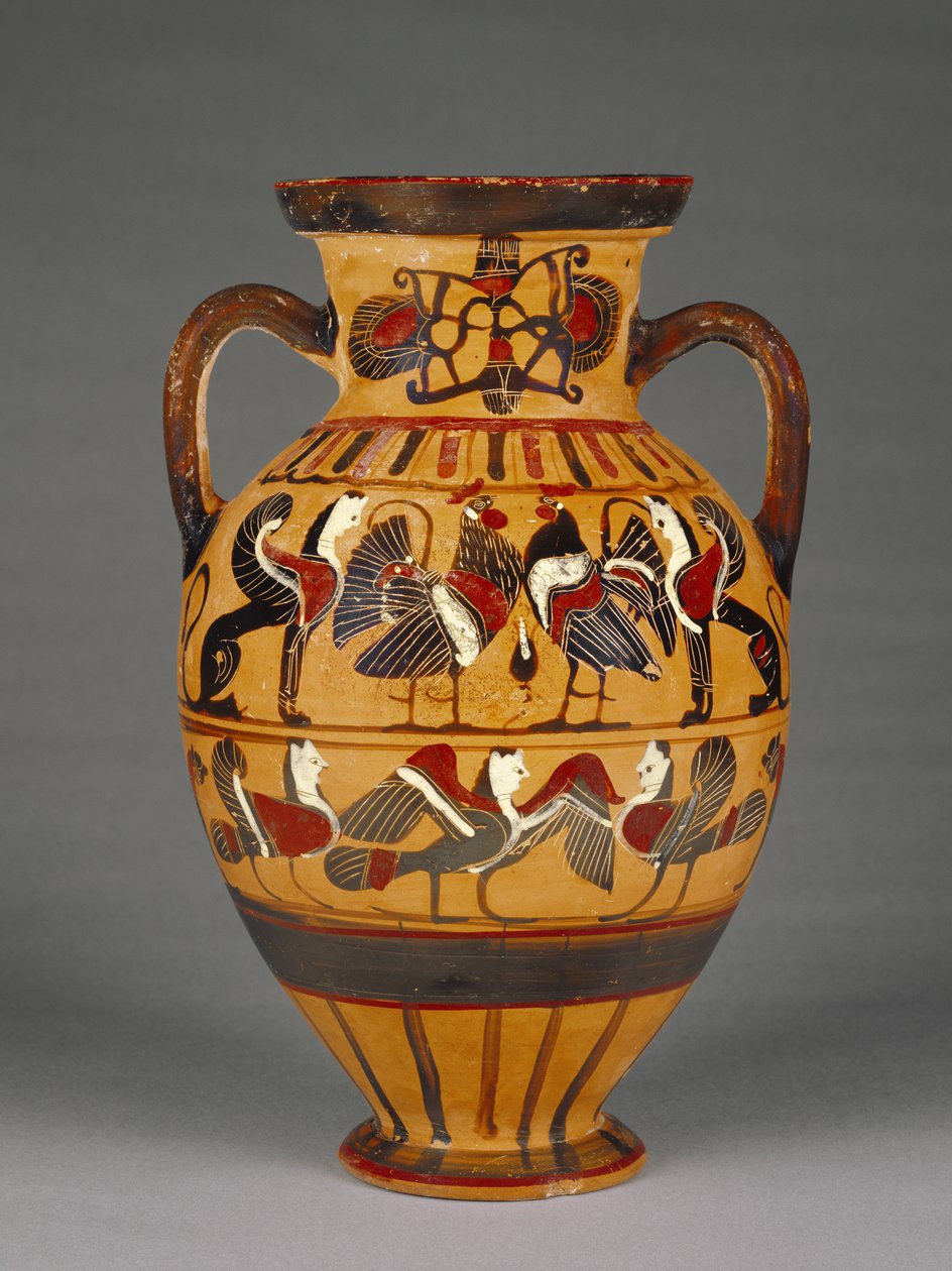 Athenian Attic Black-Figure Tyrrhenian Amphora by Greek