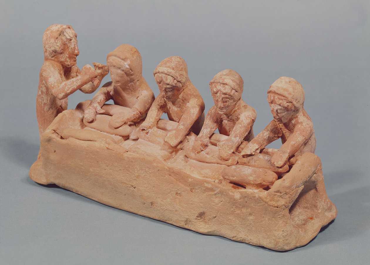 Bakers Kneading Dough to the Sound of a Flute, Found at Thebes, Boeotia, 6th Century BC by Greek