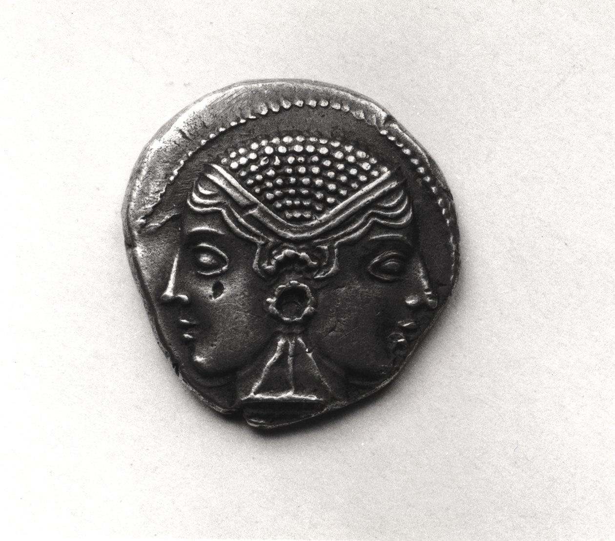 Coin from Lampsacus with a Janiform head by Greek