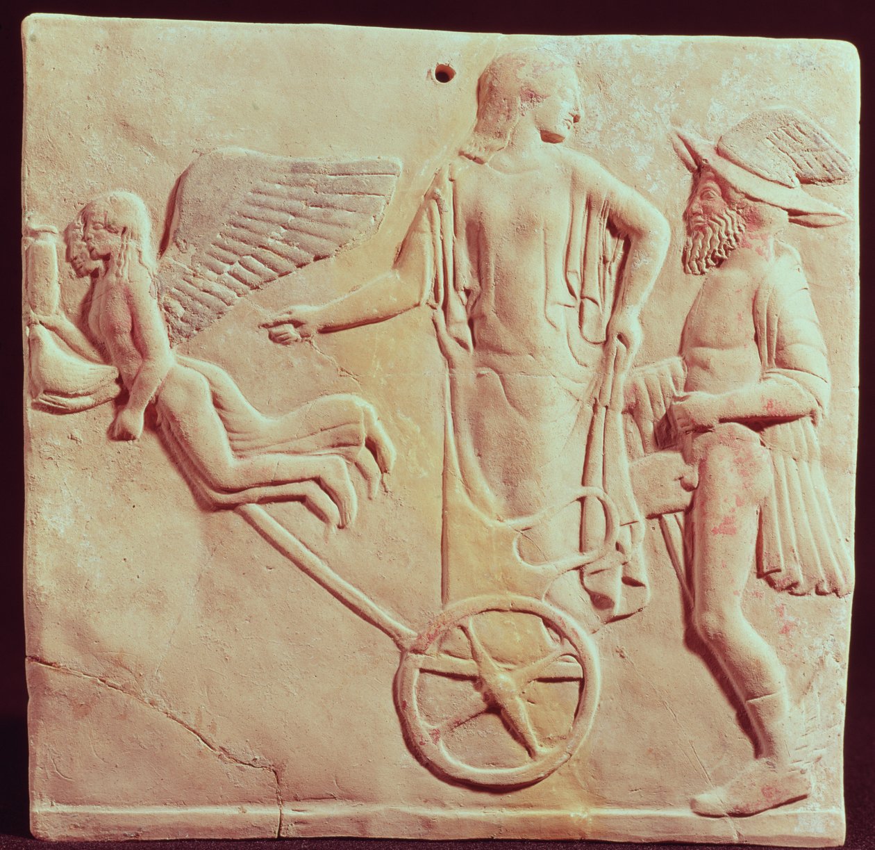 Aphrodite and Hermes riding on a chariot pulled by Eros and Psyche, 470 BC by Greek