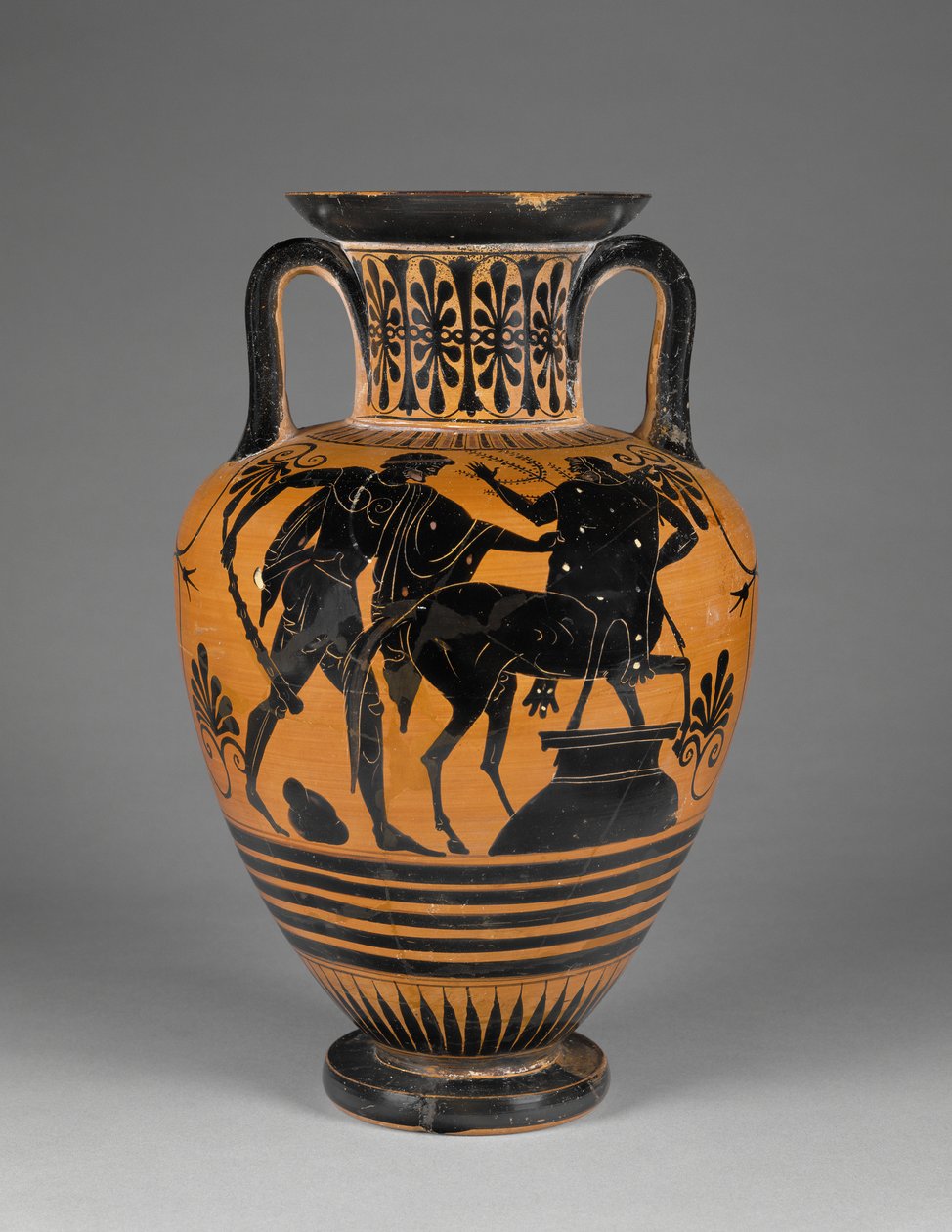 Athenian Attic Black-Figure Neck Amphora with Heracles and Centaur by Greek