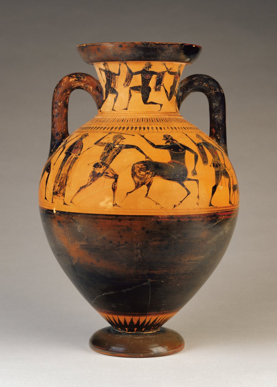 Attic Black-Figure Neck Amphora with Heracles Pursuing a Centaur, c.530 BC by Greek