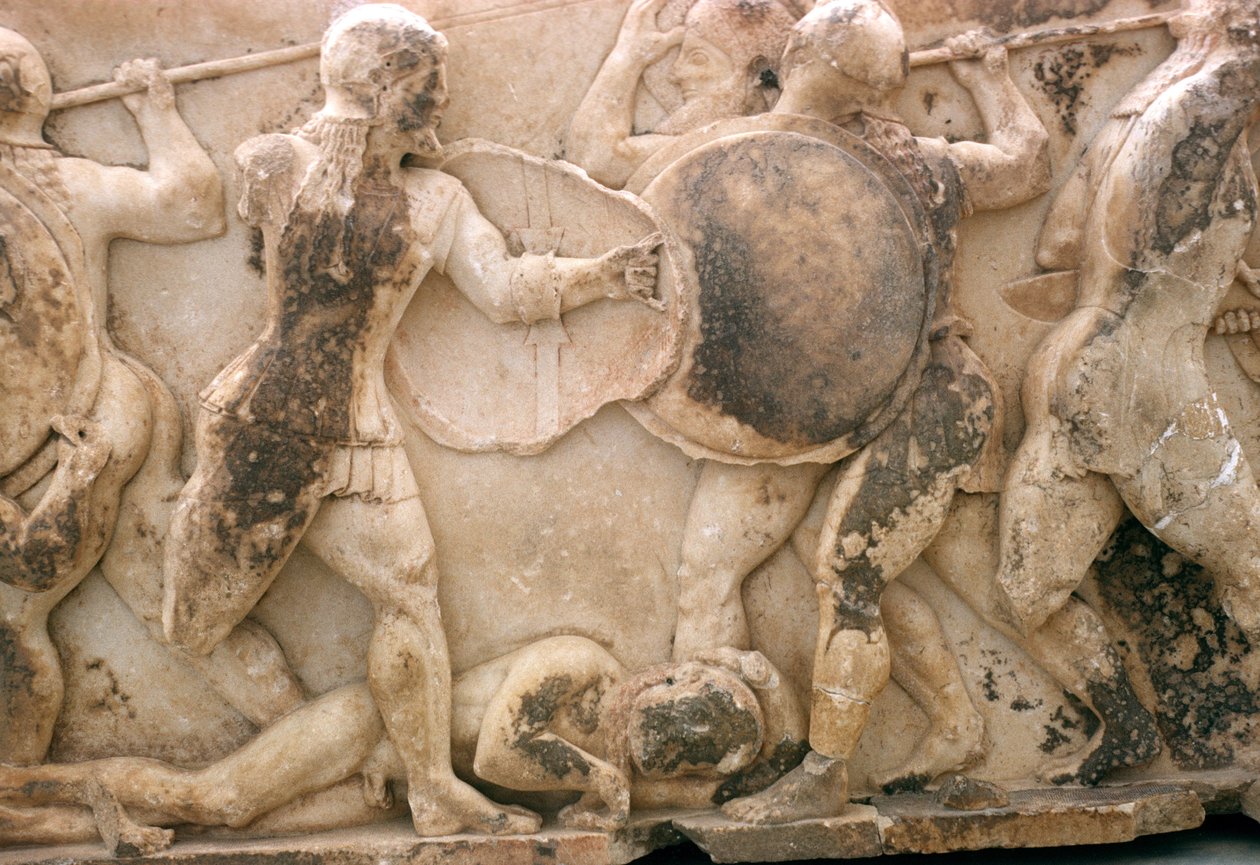 Fight over the Body of Patroclus, Frieze from the Siphnian Treasury, c.525 BC by Greek