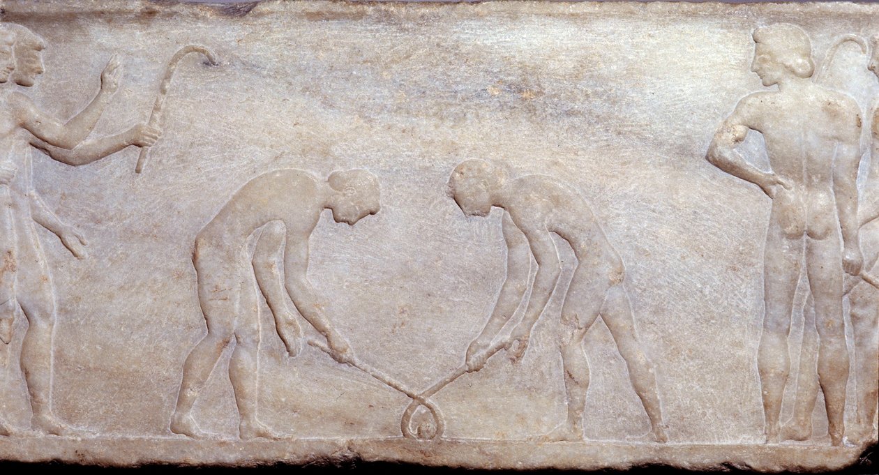 Art of Ancient Greece: Ball Game with Lacrosse by Greek