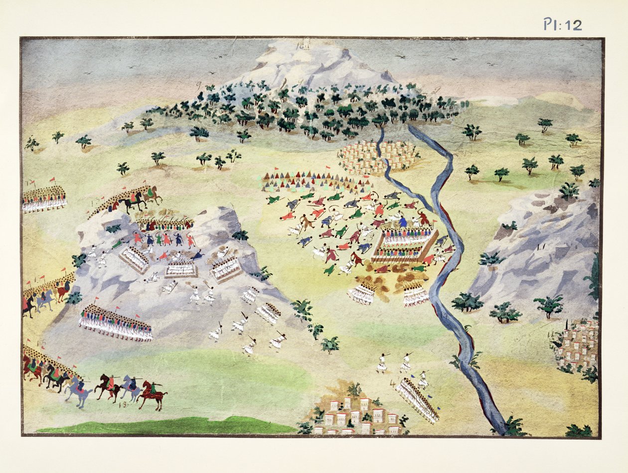 Battles between Turks and Greeks at Karpenisi and Kaliakouda (plate 12) from Pictorial History of the Greek War of Independence by General Makryjannis by Greek School
