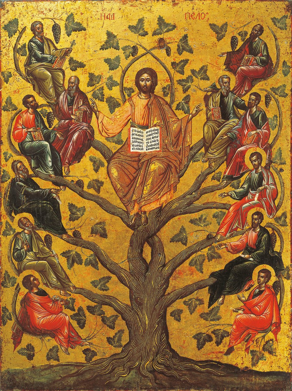 Christ the True Vine icon by Greek School