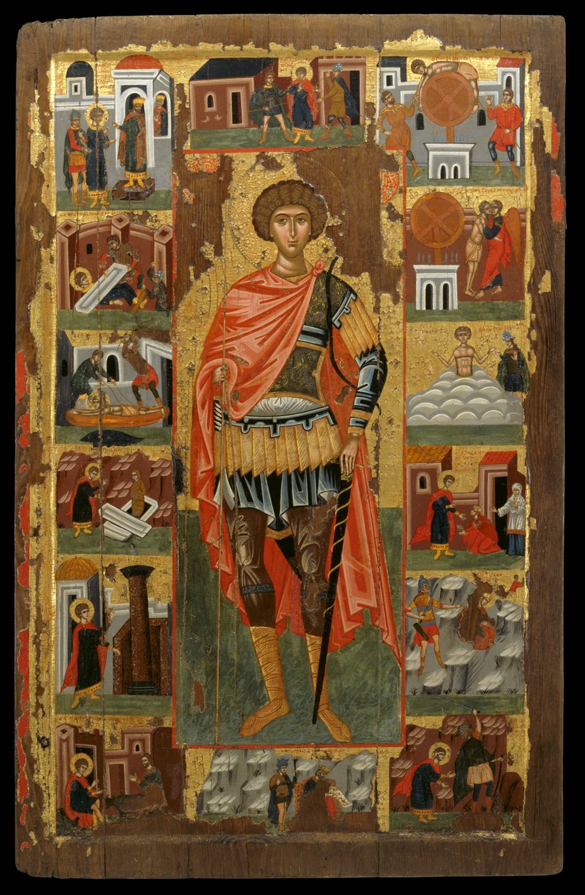Icon of St. George with Scenes from His Life by Greek School