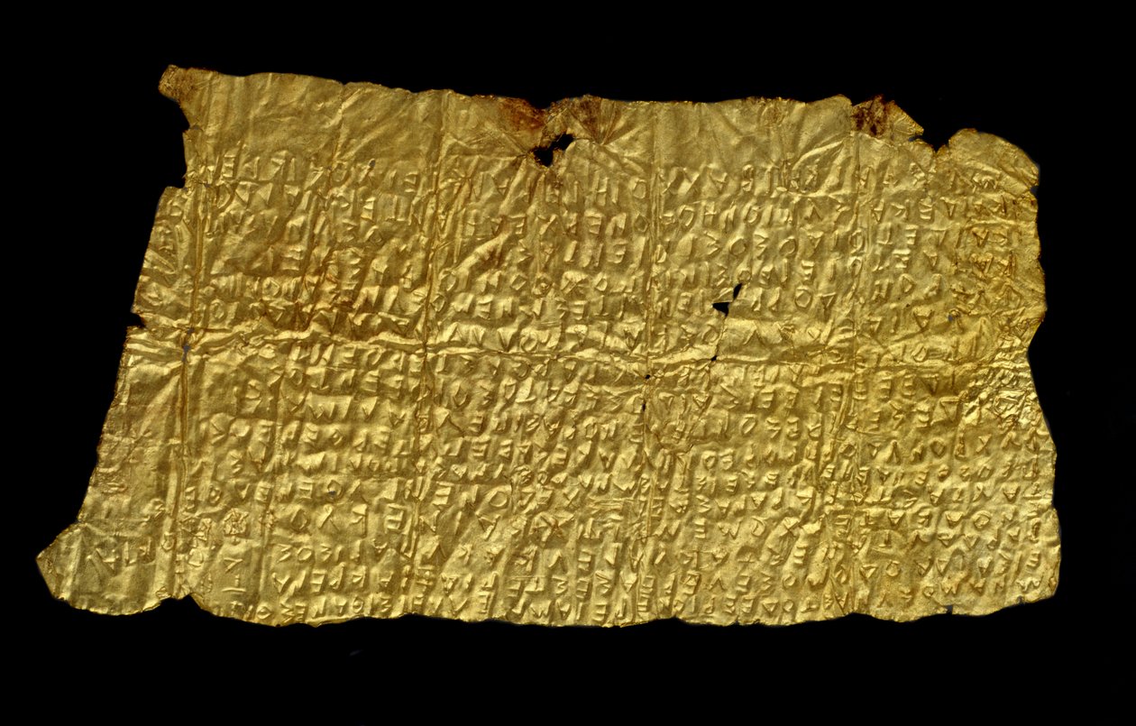 Lamina in inscribed gold from Hipponion (Vibo Valentia) by Greek School