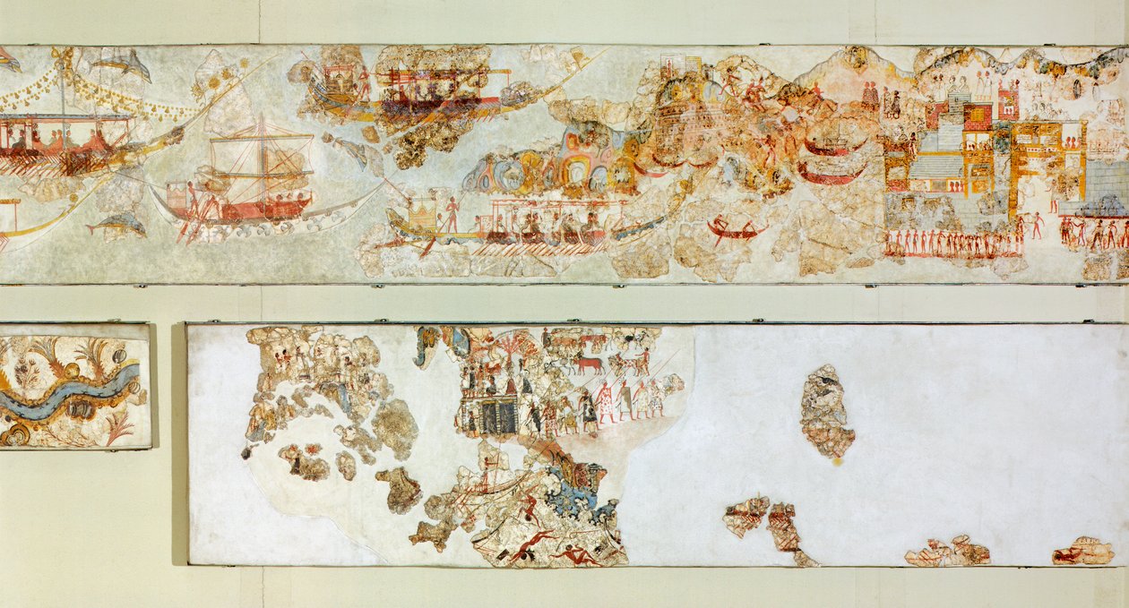 Naval Expeditions, Akrotiri Fresco, Thera (Today Santorini), Greece, Minoan Civilization by Greek School