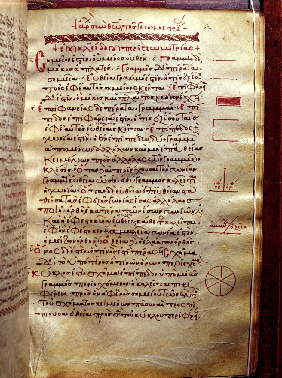 Page of text with geometrical figures, from Geometry by Euclid by Greek School