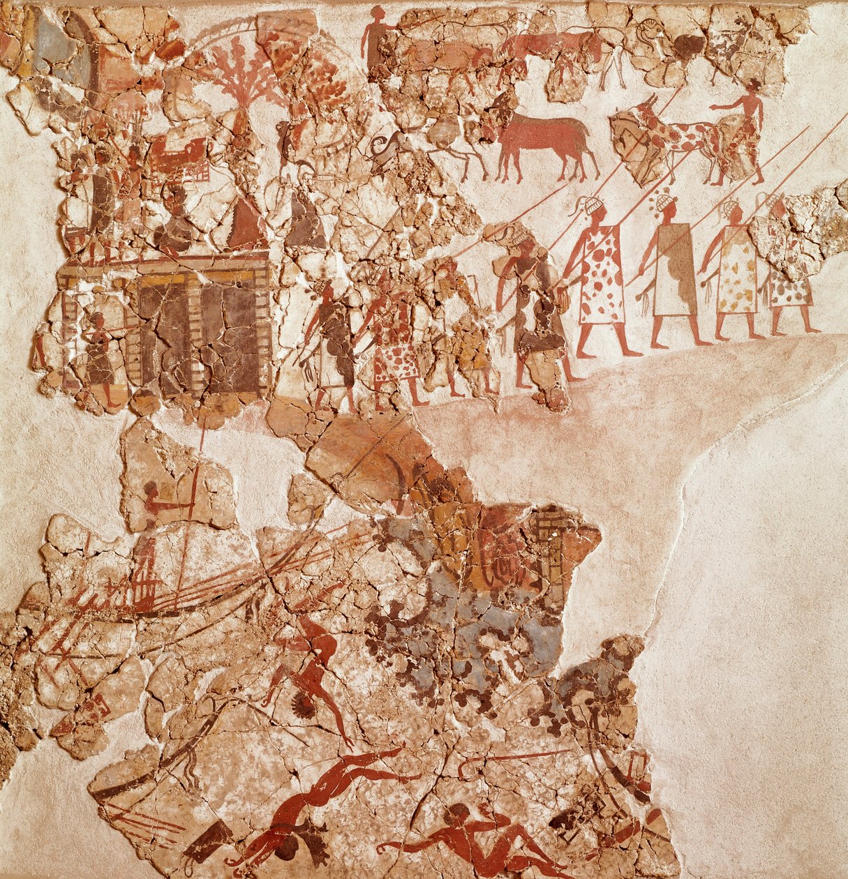 The death of Libyans, Akrotiri fresco, Thera (today Santorini), Minoan Civilization by Greek School