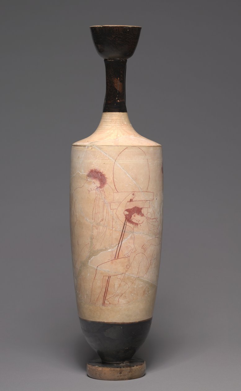 White-Ground Lekythos (Funerary Oil Pitcher) by Greek School