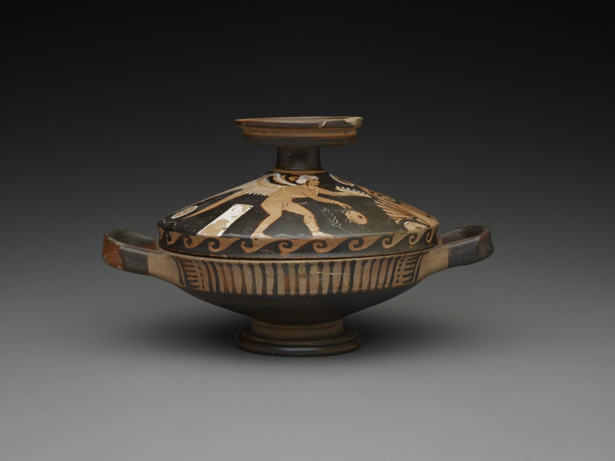 Apulian Lekanis: Head of a Woman and Winged Genie by Greek School