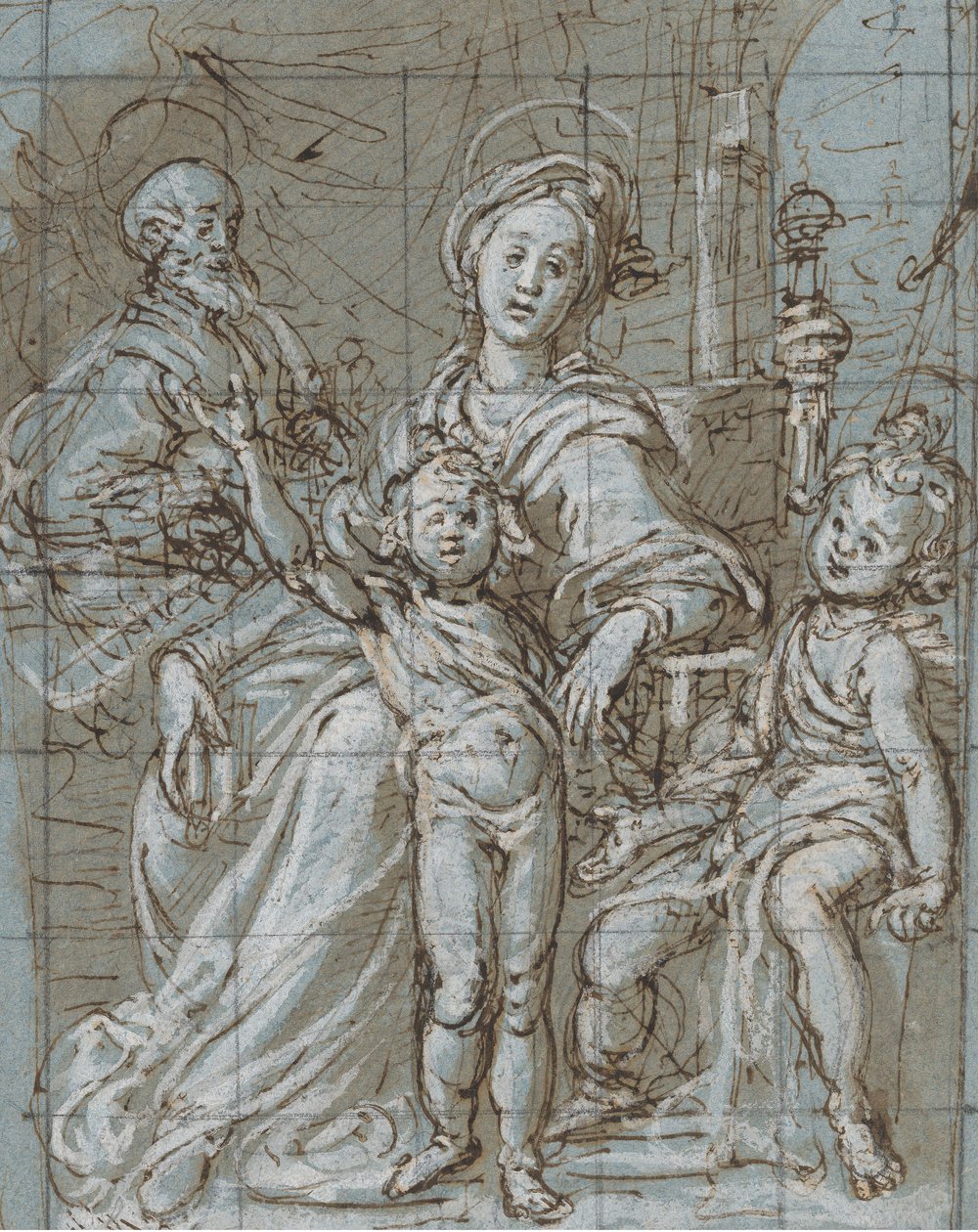 Holy Family with the Infant St. John the Baptist (detail) by Gregorio Pagani