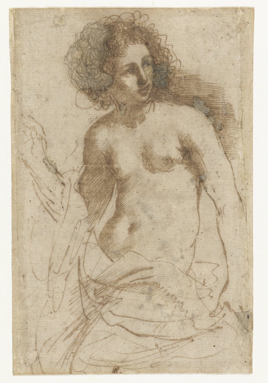 Half-naked standing woman by Guercino