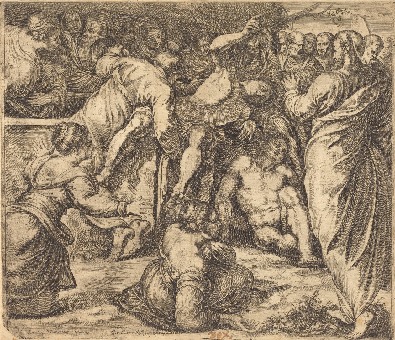 The Raising of Lazarus by Guglielmo Cortese after Tintoretto