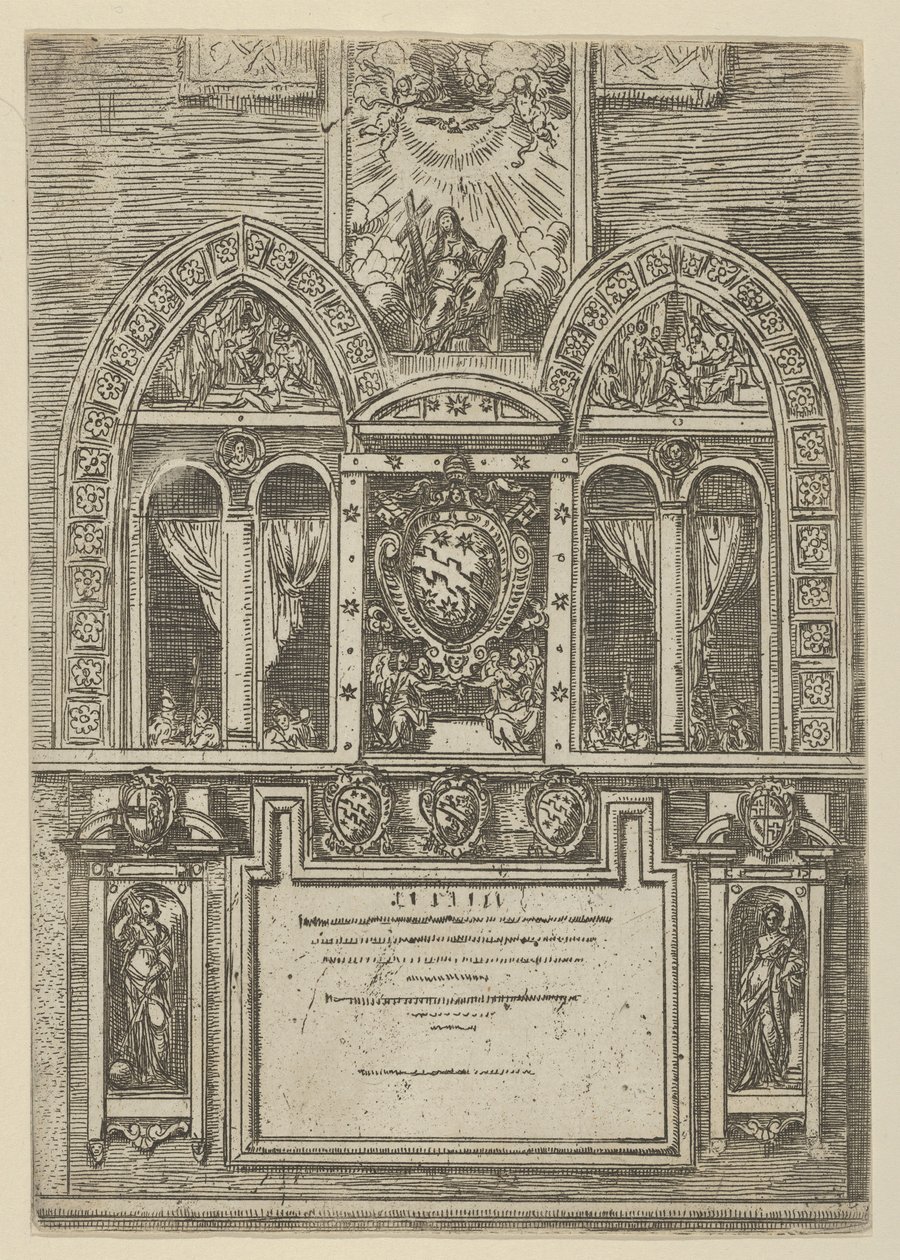 Facade of the Palazzo del Senato in Bologna with the Papal arms at center, 1598 by Guido Reni