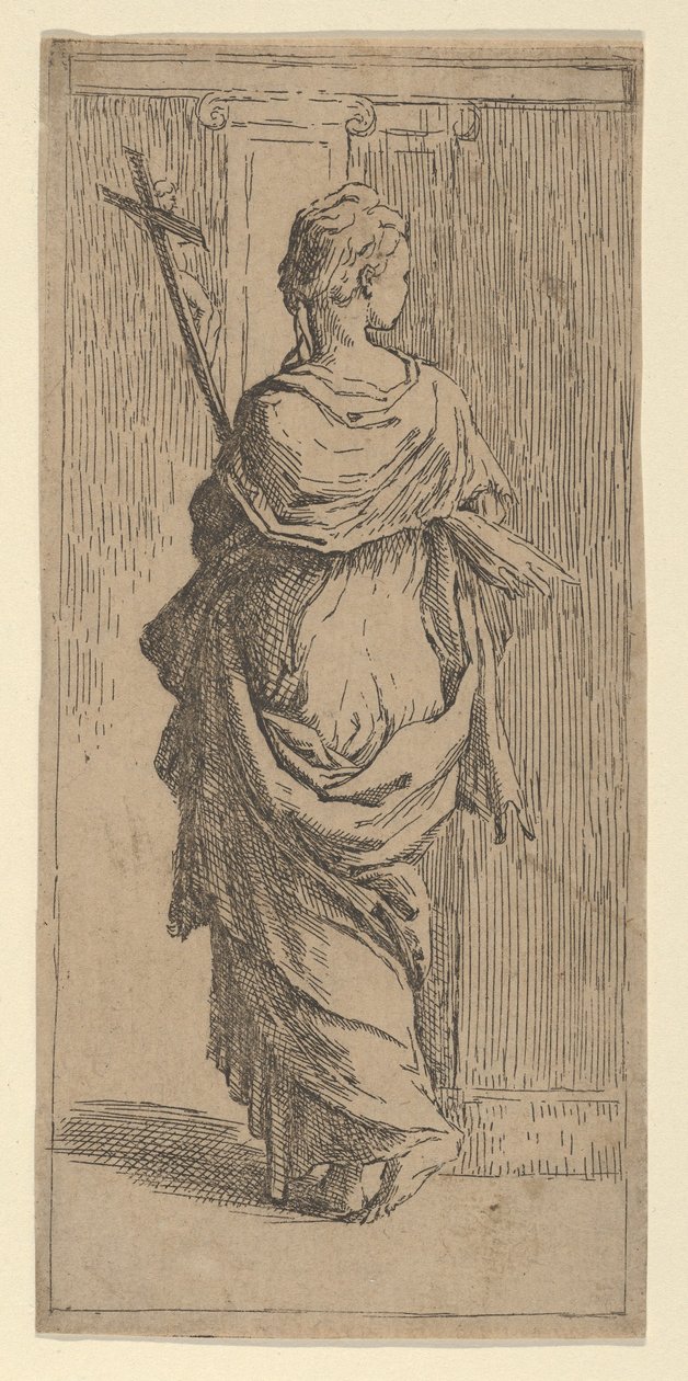 Girl Carrying a Crucifix and Stepping Toward a Pilaster, Seen from Behind by Guido Reni