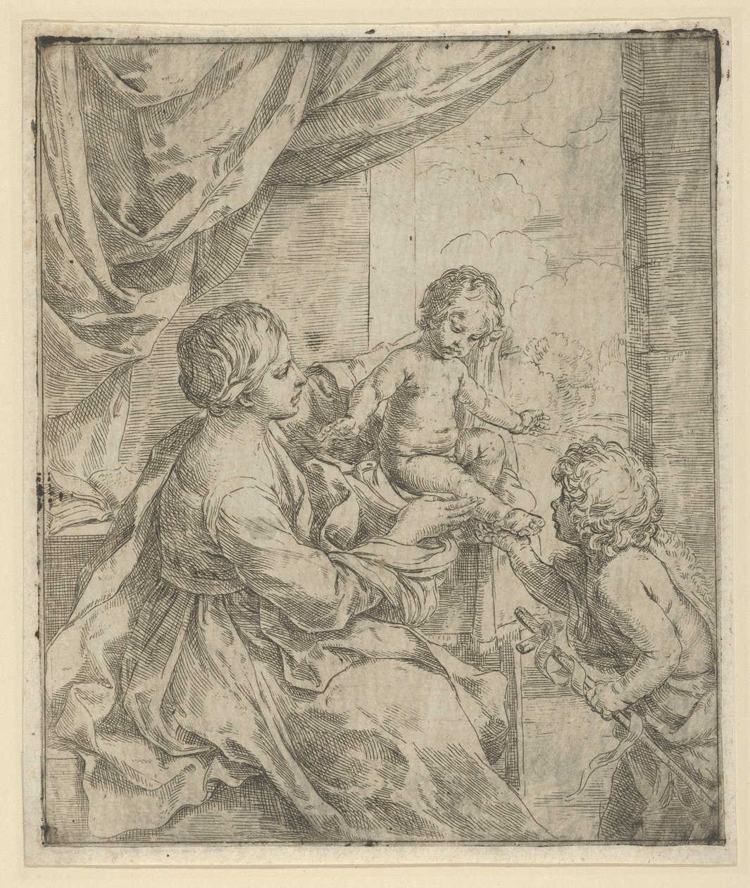 The Virgin and Child at a table with the young John the Baptist by Guido Reni