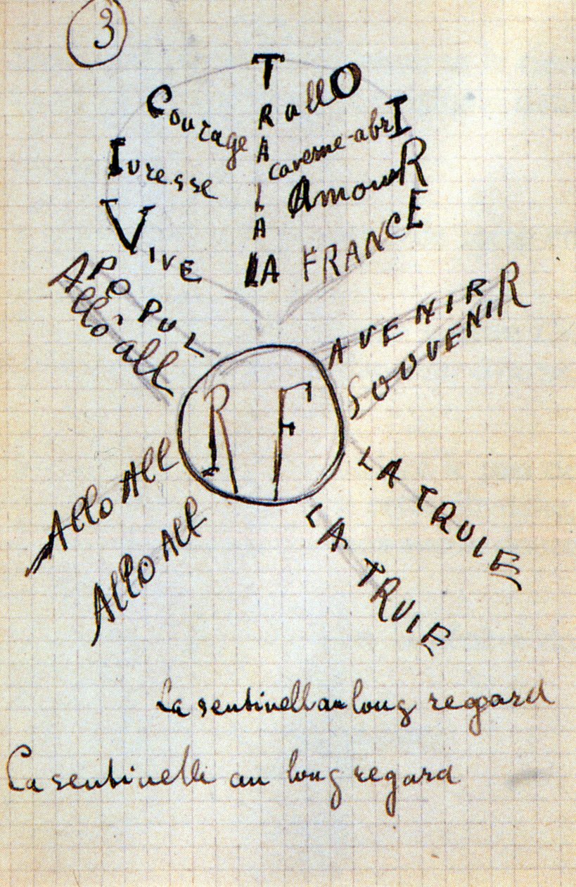 Calligram by Guillaume Apollinaire - in 