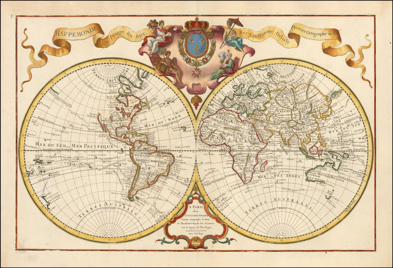 1720 Map of the World - Mappemonde a l
