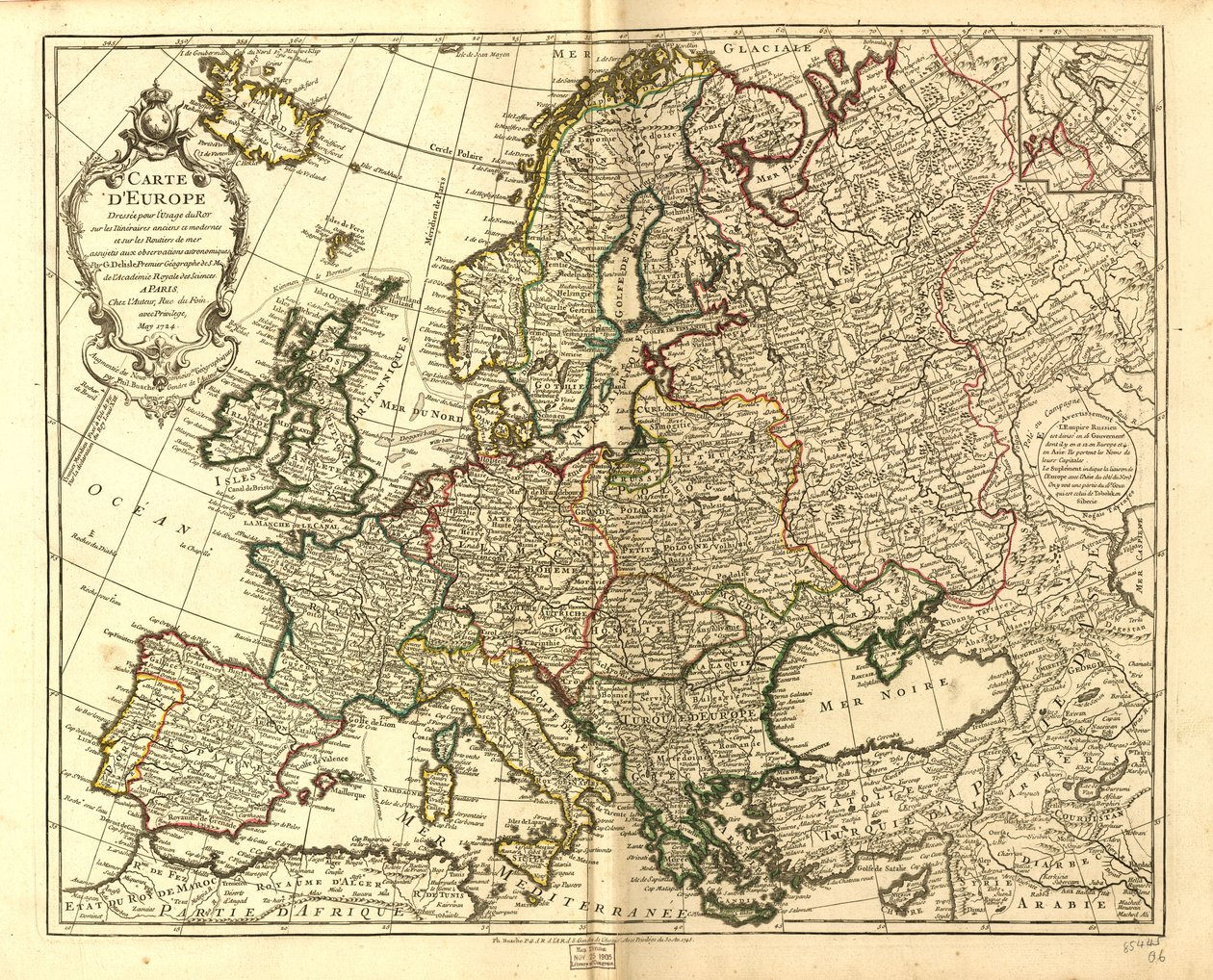 Map of Europe by Guillaume Delisle