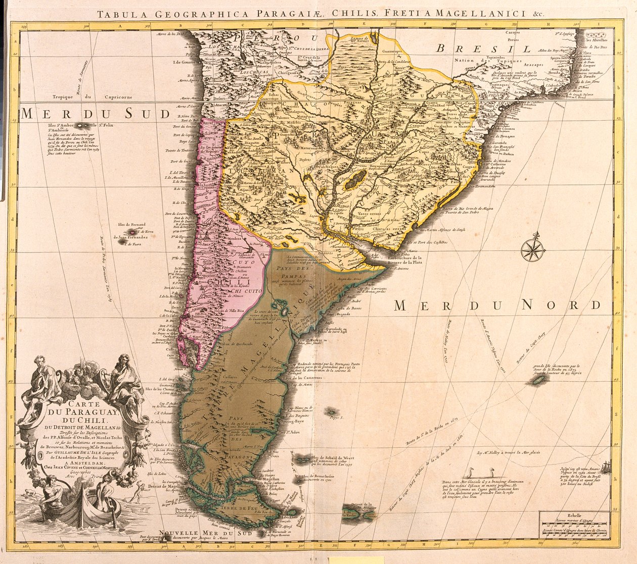 Chile (except north), Argentina, Paraguay, Uruguay, Southeast Brazil, Falkland Islands by Guillaume Delisle