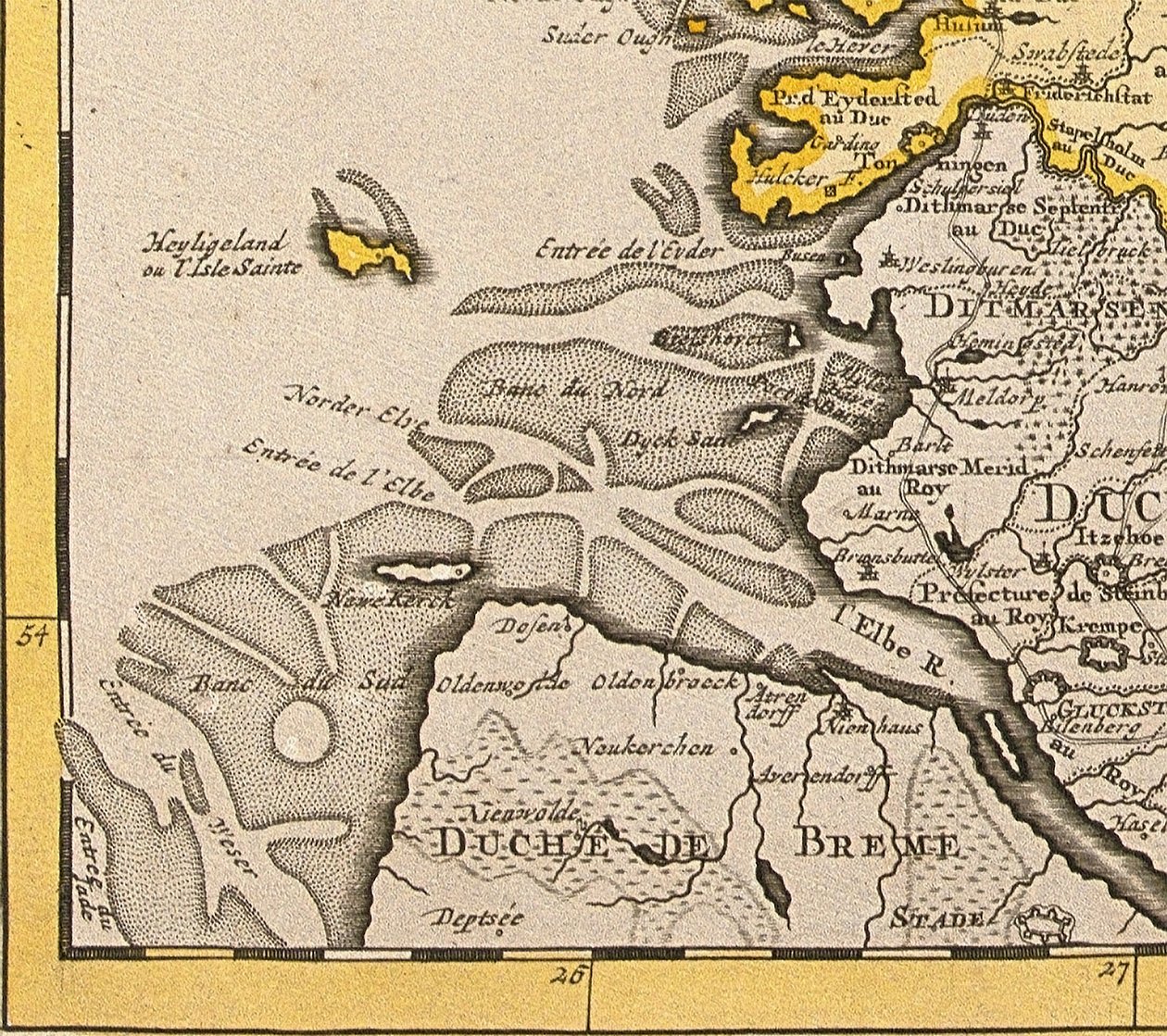 Detail of Heligoland from a map of Denmark, 1730 by Guillaume Delisle