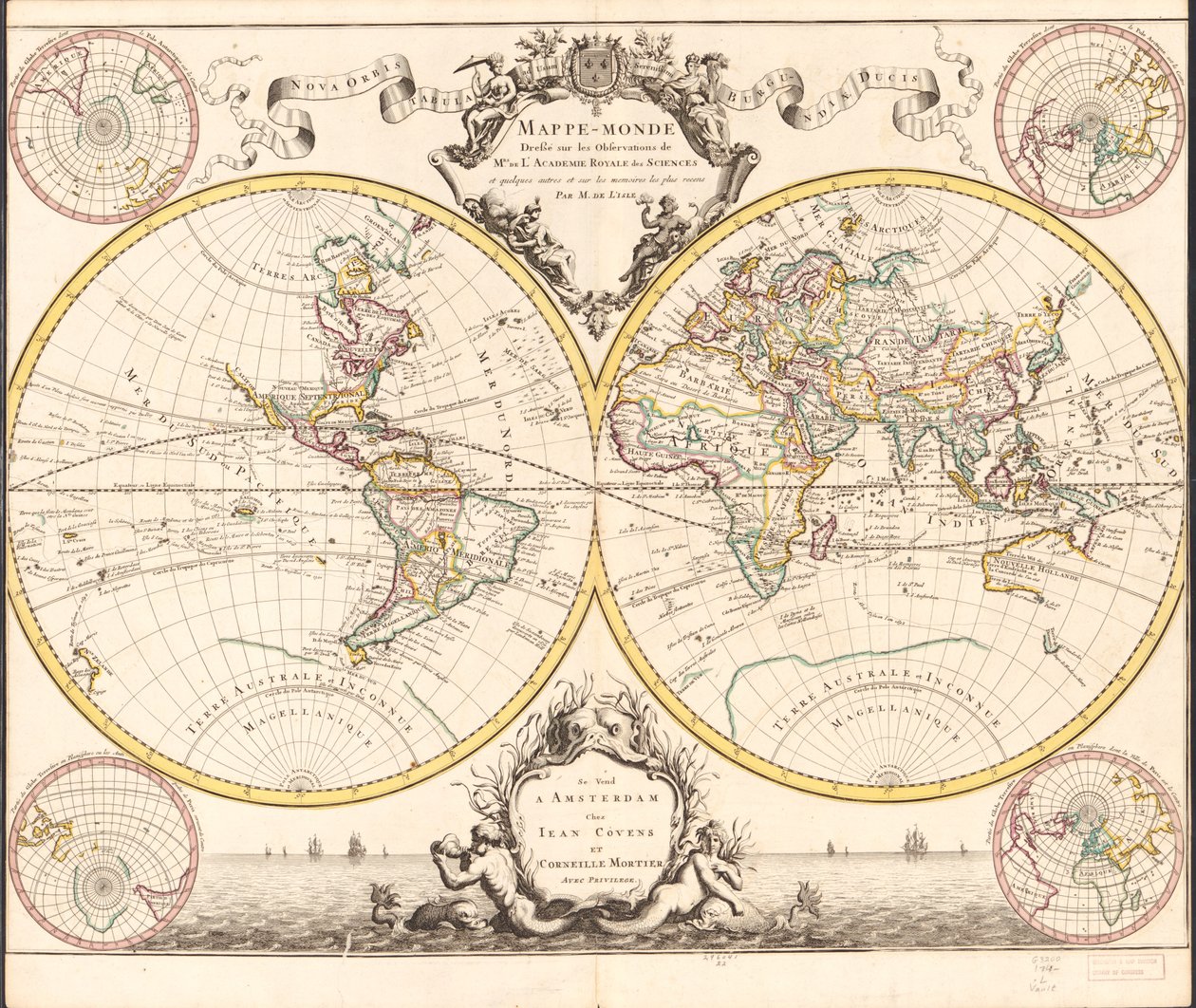 World Map, Drawn from Observations of the Royal Academy of Sciences and Others by Guillaume Delisle