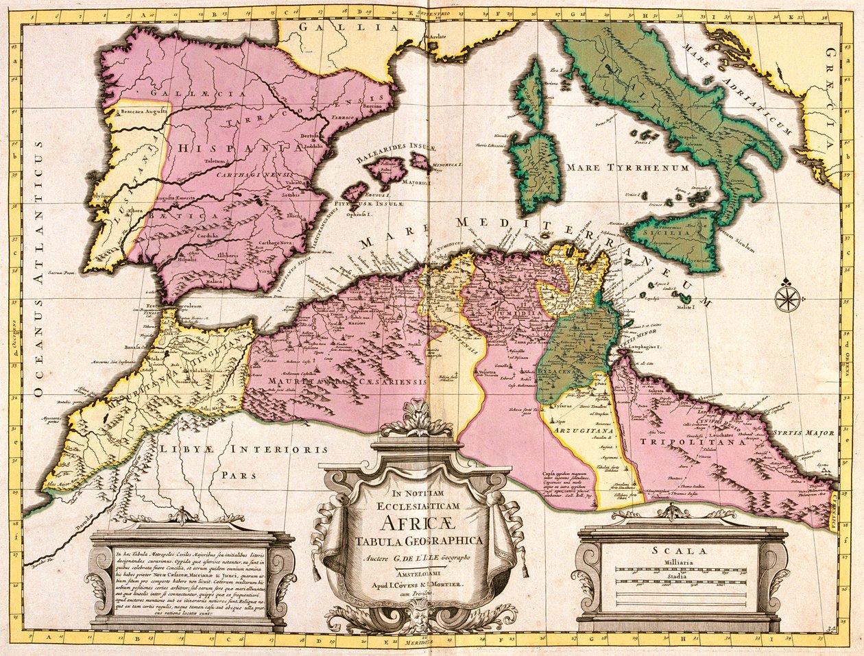 Morocco, North Algeria, Tunisia, North-West Libya, Spain, Portugal, Italy by Guillaume Delisle