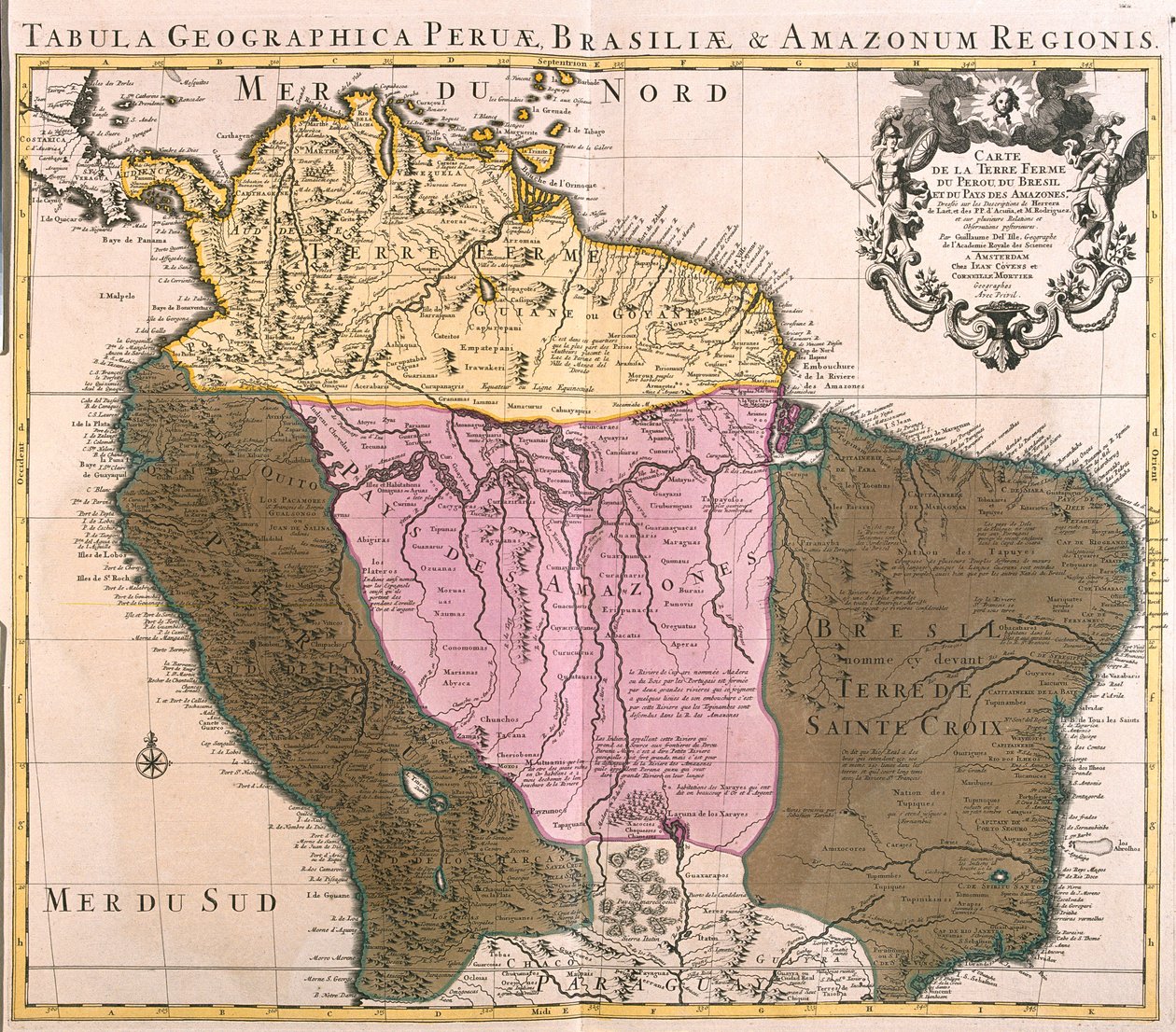 Panama, Colombia, Venezuela, French Guiana, Guyana, Suriname, Ecuador, Peru, Bolivia, large part of Brazil (except South), North Chile by Guillaume Delisle