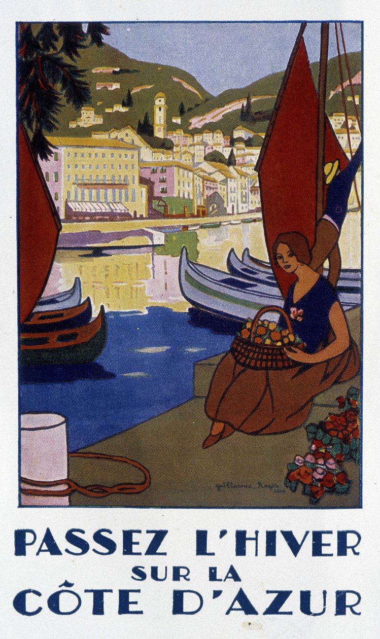 Spend the winter on the French Riviera - Advertising poster, 20th century by Guillaume Georges Roger