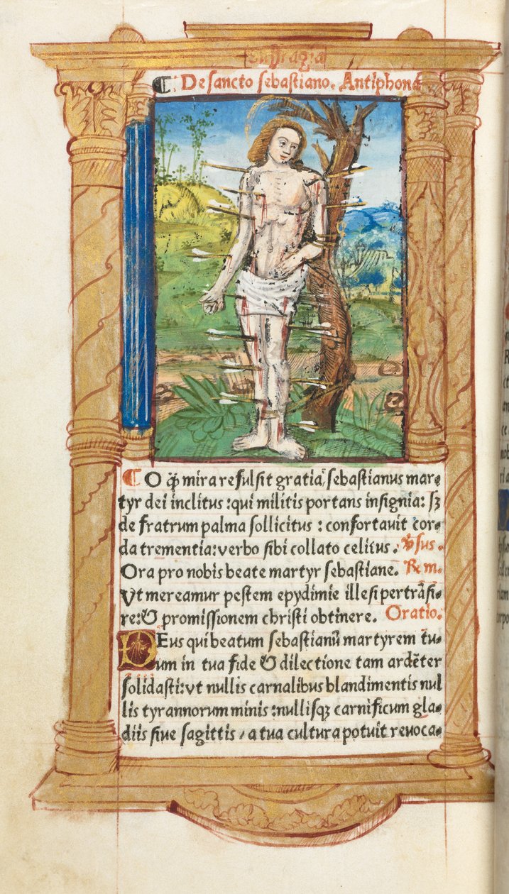 Printed Book of Hours: St. Sebastian by Guillaume Le Rouge