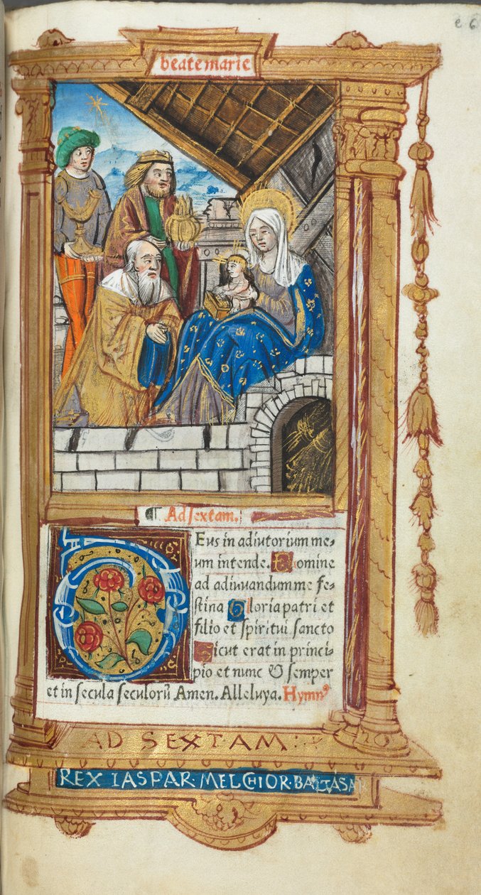 Printed Book of Hours (Use of Rome): fol. 38r, Adoration of the Magi by Guillaume Le Rouge