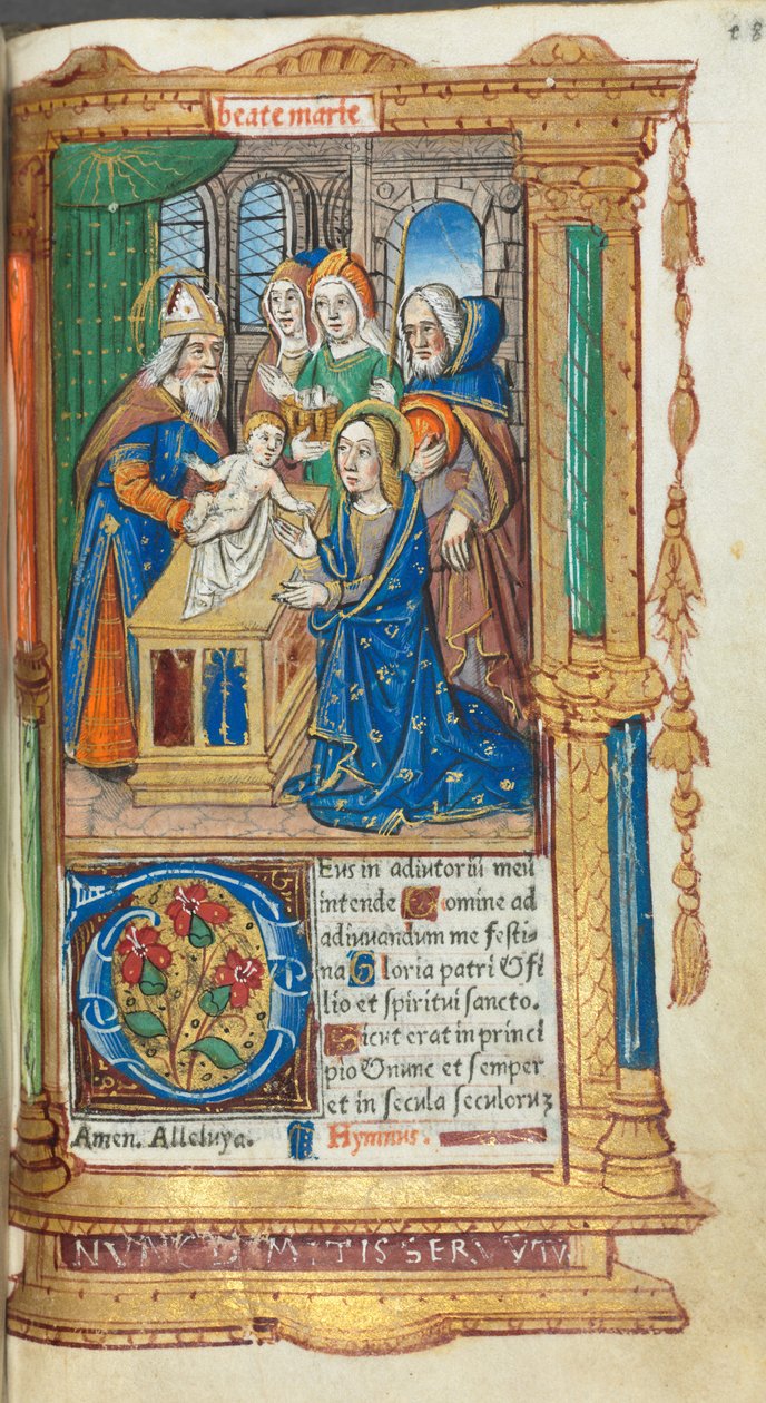 Printed Book of Hours (Use of Rome): fol. 40r, Presentation in the Temple by Guillaume Le Rouge