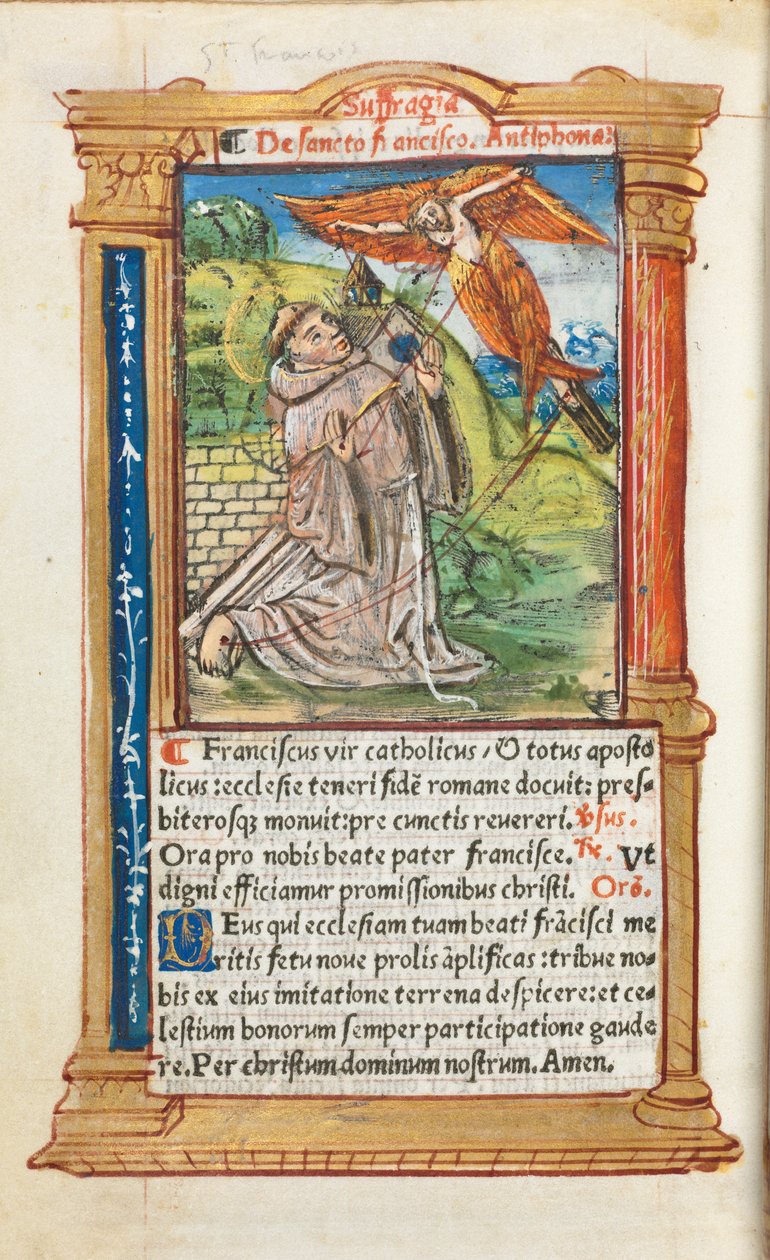 Printed Book of Hours Use of Rome: fol. 106v, St. Francis of Assisi, 1510 by Guillaume Le Rouge