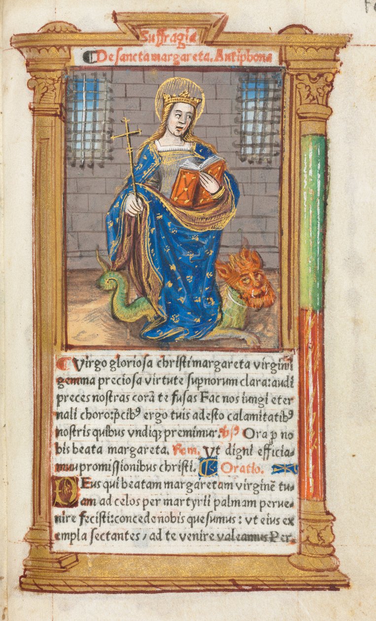 Printed Book of Hours Use of Rome: fol. 110r, St. Margaret by Guillaume Le Rouge