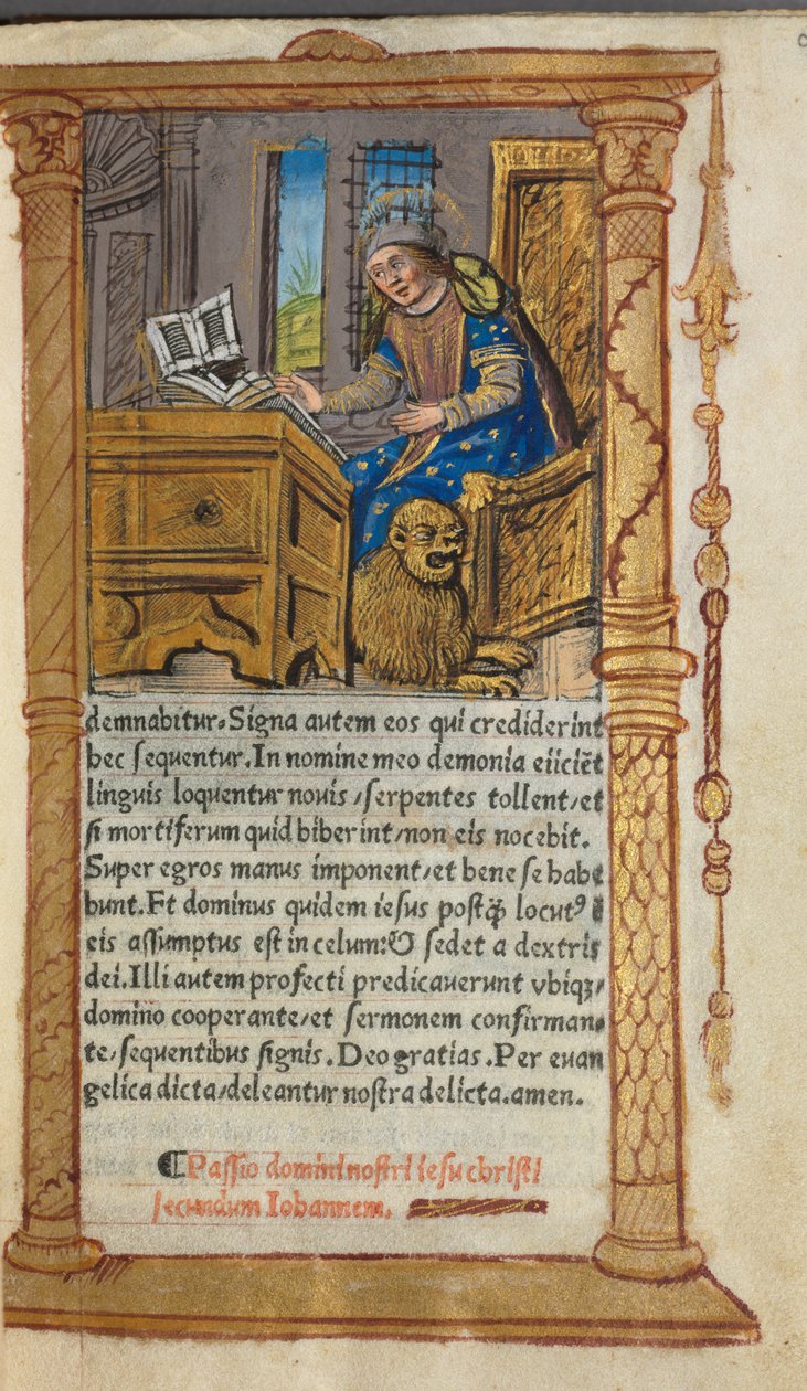Printed Book of Hours Use of Rome: fol. 20r, St. Mark, 1510 by Guillaume Le Rouge